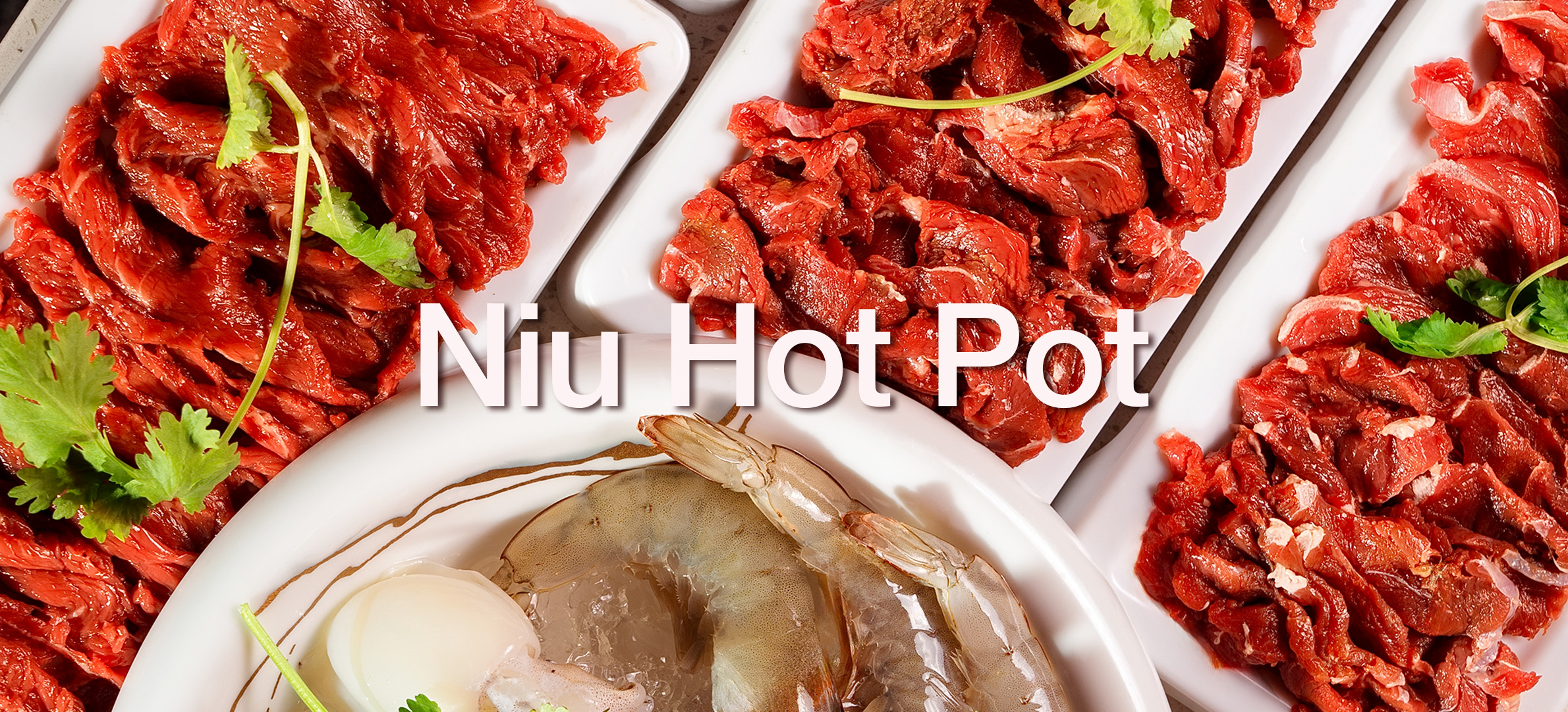 Fresh beef and seafood hotpot ingredients